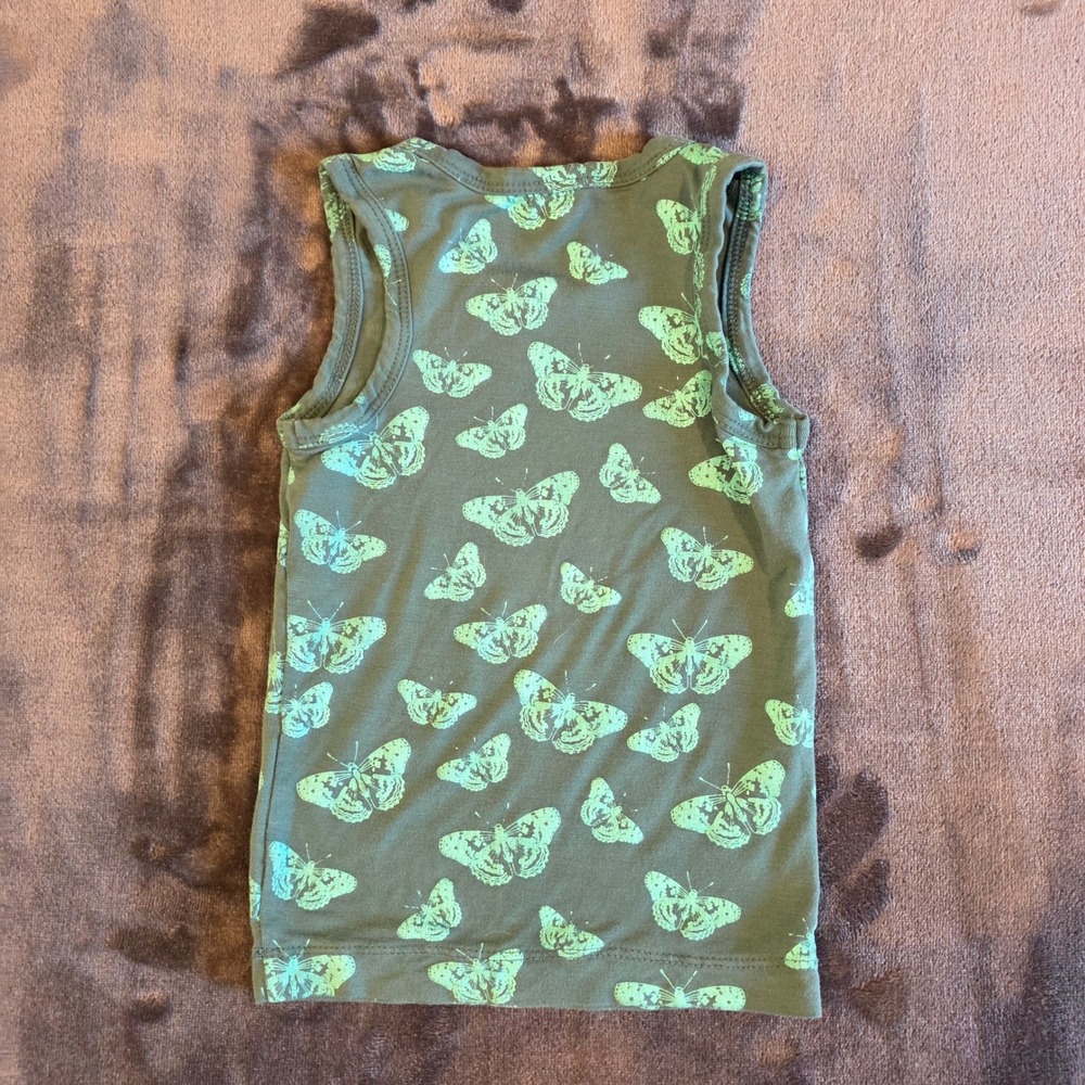 Kate Quinn Butterfly Print Sleeveless Tank Top Green 12-18 Months Snug Fit - Picture 2 of 3